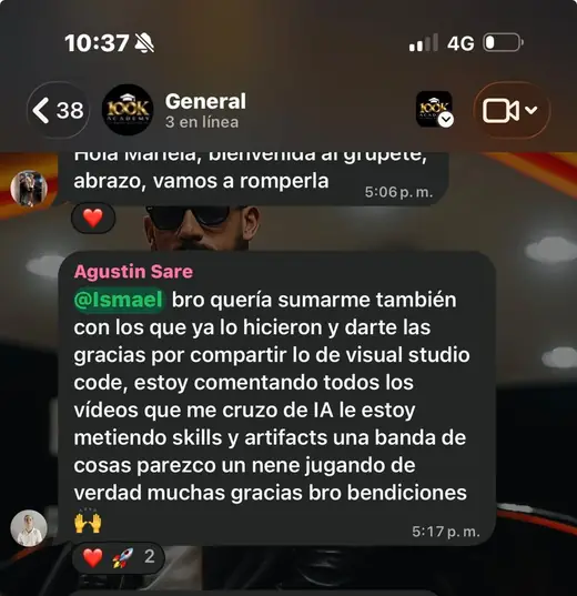 Alumno agradece lo que aprendió de Visual Studio Code y la IA